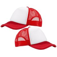 2x stuks truckers badeball cap rood/wit - thumbnail