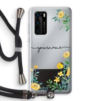 Gele bloemen: Huawei P40 Transparant Hoesje met koord