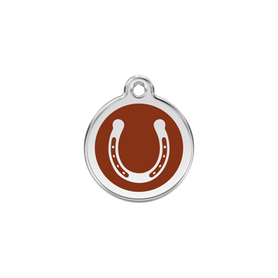 Horse Shoe Brown roestvrijstalen hondenpenning small/klein dia. 2 cm - Reddingo