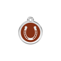 Horse Shoe Brown roestvrijstalen hondenpenning small/klein dia. 2 cm - Reddingo