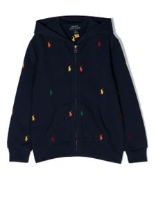 Ralph Lauren Kids hoodie brodé à fermeture zippé - Bleu