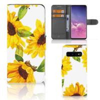 Hoesje voor Samsung Galaxy S10 Zonnebloemen | Portemonnee hoesje