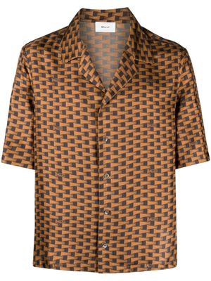 Bally chemise en soie à imprimé graphique - Marron