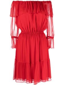 Gucci robe volantée à épaules dénudées - Rouge