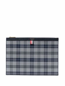 Thom Browne porte-documents médium à motif tartan - Gris