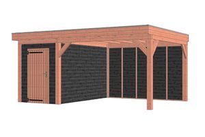 Trendhout Buitenverblijf Refter XL 555x400 cm - Combinatie 1- Plat dak- Onbehandeld lariks Douglas hout- Trendhout