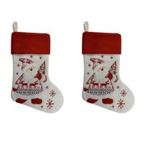 2x stuks kerstsok wit/rood pluche 45 cm kerstversiering/kerstdecoratie - thumbnail