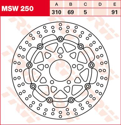 TRW Remschijf, remschijven voor de moto, MSW250