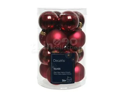 Kerstballen Glas Ø3,5cm Ossenbloed Rood 16st