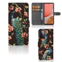 Samsung Galaxy A72 | Telefoonhoesje | Met pasjeshouder | Pauw met Bloemen Samsung Galaxy A72 | Telefoonhoesje | Met pasjeshouder | Pauw met Bloemen