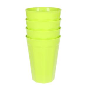 Verjaardag/kinder/camping drink bekers - 4x stuks - 300 ML - limegroen - kunststof - onbreekbaar