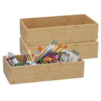 5Five houten bakje - 3x - organizer - bamboe - 30 x 15 x 7 cm - kast en lade verdelers - opslag