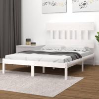 Bedframe massief hout wit 200x200 cm