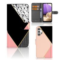 Samsung Galaxy A32 4G | Book Case | Zwart Roze Vormen Samsung Galaxy A32 4G | Book Case | Zwart Roze Vormen