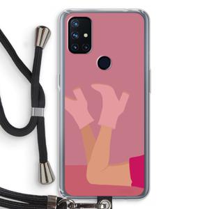 Pink boots: OnePlus Nord N10 5G Transparant Hoesje met koord