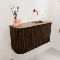 Toiletmeubel Mondiaz Joya Dlux | 71.6 cm | Meubelkleur Walnut | Faye wastafel Arena Wasbak Rechts | Zonder kraangat(en)
