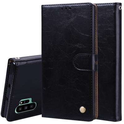 Voor Galaxy Note 10 Pro/Note 10 + Business stijl olie Wax textuur horizontale Flip lederen draagtas met houder & kaartsleuven & portemonnee (zwart)