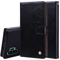 Voor Galaxy Note 10 Pro/Note 10 + Business stijl olie Wax textuur horizontale Flip lederen draagtas met houder & kaartsleuven & portemonnee (zwart)