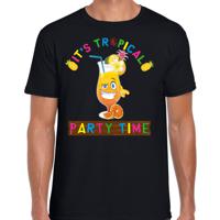 Tropical party T-shirt voor heren - party time - zwart - carnaval - tropisch themafeest - thumbnail