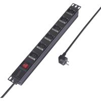 Sygonix SY-6736982 Stekkerdoos 19 inch 6-voudig Zwart Randaarde stekker 1 stuk(s)