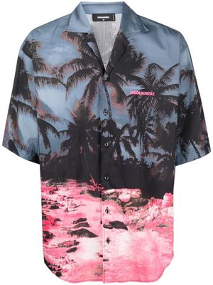 DSQUARED2 chemise à imprimé palmier - Noir