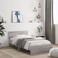 Bedframe met hoofdeinde bewerkt hout grijs sonoma 100x200 cm
