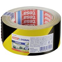 2x Tesa afzettape/markeertape geel/zwart 6 cm x 66 mtr