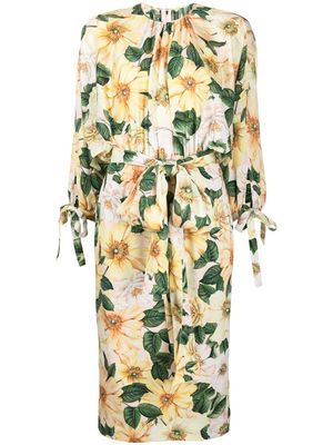 Dolce & Gabbana robe en soie à fleurs - Jaune