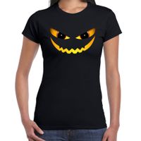 Duivel gezicht halloween verkleed t-shirt zwart voor dames