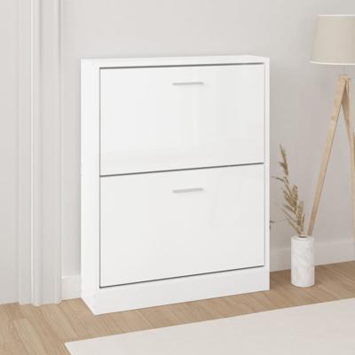 Schoenenkast 59x17x81 cm bewerkt hout hoogglans wit