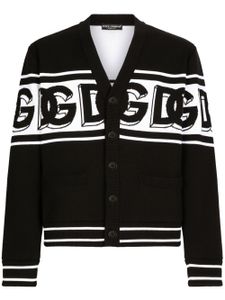 Dolce & Gabbana logo-intarsia V-neck cardigan - Noir