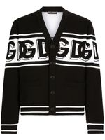 Dolce & Gabbana logo-intarsia V-neck cardigan - Noir - thumbnail