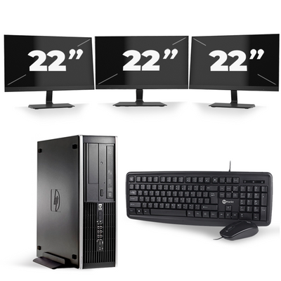 HP Compaq 8100 Elite SFF - Intel Core i3-1e Generatie - 8GB RAM - 256GB SSD - Windows 10 + 3x 22 inch Monitor