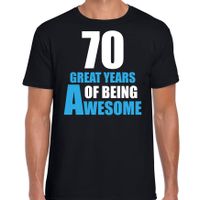 70 great years of being awesome verjaardag cadeau t-shirt zwart voor heren - thumbnail