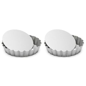 Set van 3x stuks ronde mini taart/quiche bakvormen zilver 10 cm