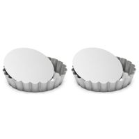 Set van 3x stuks ronde mini taart/quiche bakvormen zilver 10 cm