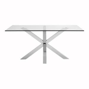 Kave Home Argo Eettafel - 180 x 100 cm - Glas / Zilver