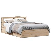 Bedframe met hoofdbord massief grenenhout wit 140x200 cm