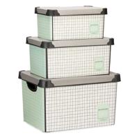 Set van opstapelbare opbergboxen Home 3 Onderdelen Plastic