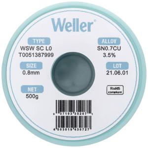 Weller WSW SC L0 Soldeertin, loodvrij Spoel Sn0,7Cu 500 g 0.8 mm