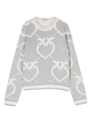 Pinko Kids pull à logo en intarsia - Blanc