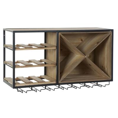 Flessenrek DKD Home Decor 80 x 24 x 44 cm Spar Natuurlijk Zwart Metaal Bruin Hout MDF
