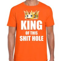 Koningsdag t-shirt King of this shit hole party oranje voor here