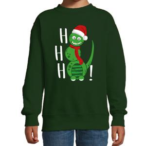 Kersttrui/sweater voor jongens/meisjes - Hohoho - groen - sneeuwpop dino