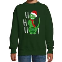 Kersttrui/sweater voor jongens/meisjes - Hohoho - groen - sneeuwpop dino - thumbnail