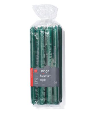 HEMA Lange huishoudkaarsen Ø2.2x29 - 12 stuks donkergroen (donkergroen)