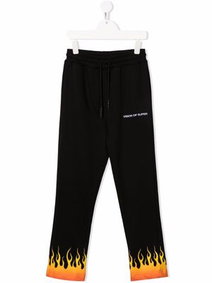 Vision Of Super Kids pantalon de jogging droit à imprimé flamme - Noir