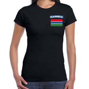 Gambia landen shirt met vlag zwart voor dames - borst bedrukking 2XL  -