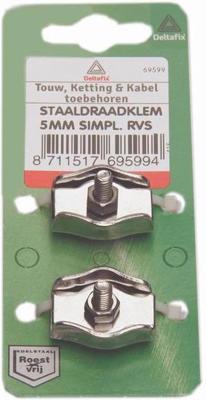 Staaldraadklem simplex rvs 3mm 2st - Deltafix