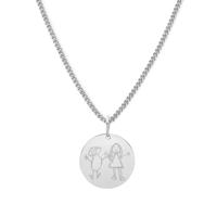 Gepersonaliseerde kindertekening ketting - Stainless steel - Zilver - 15 mm
